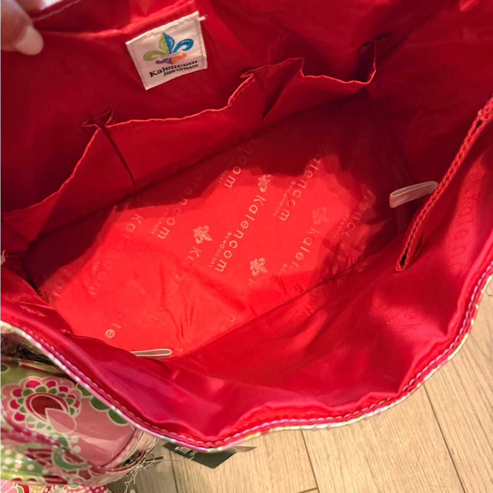 NWT Kalencom Laminated Buckle Diaper Bag, Gypsy Paisley Cotton Candy - Picture 5 of 10